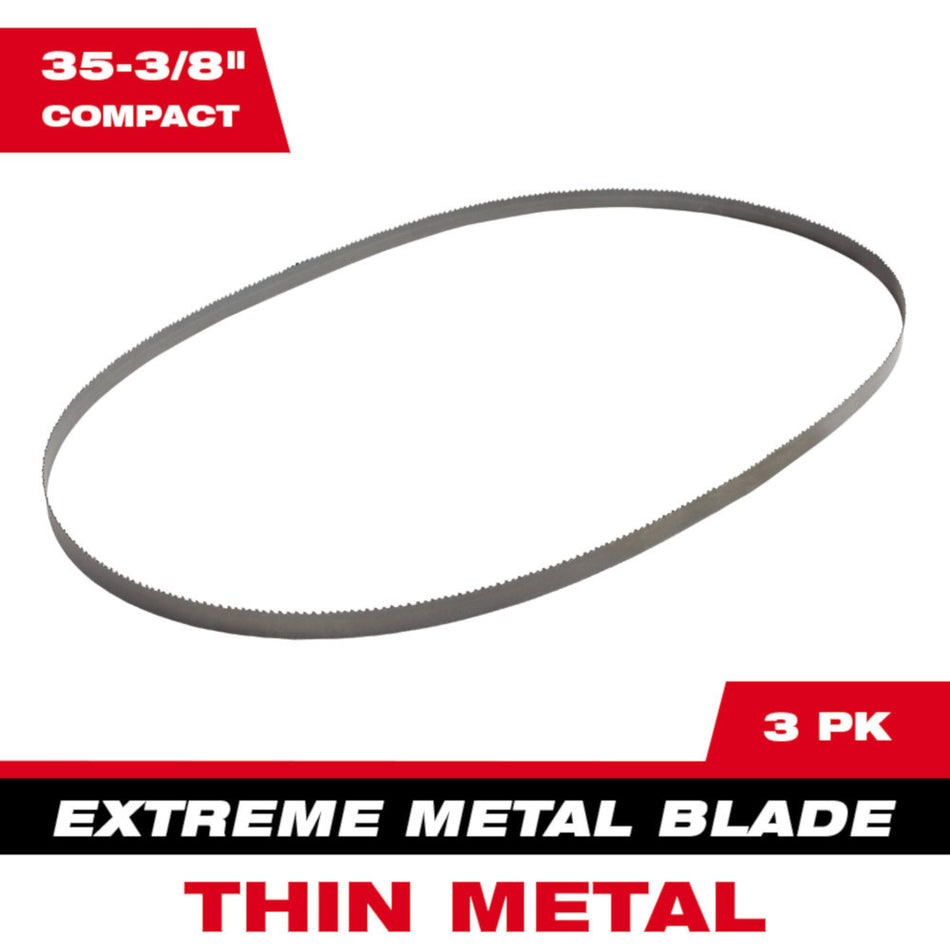 Milwaukee 48-39-0619 35-3/8" 12/14 TPI Extreme Thin Metal Compact Band Saw Blades (3 Pack)