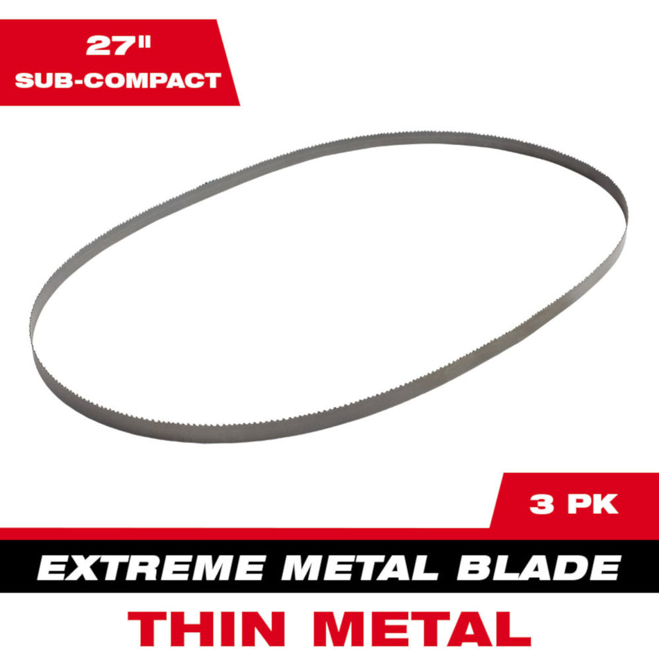 Milwaukee 48-39-0711 27" 12/14 TPI Extreme Thin Metal Sub-Compact Band Saw Blades (3 Pack)