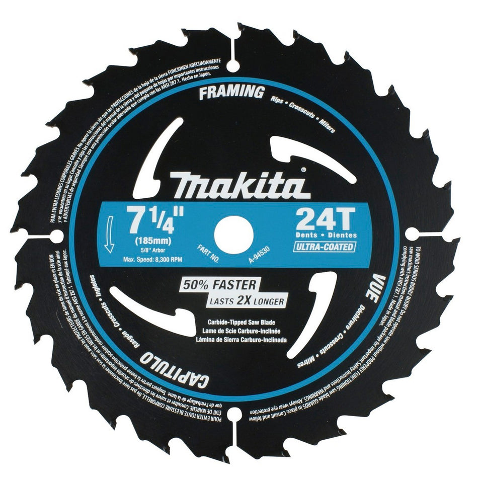 Makita A-94530 7-1/4" 24T Carbide-Tipped Ultra-Coated Framing Circular Saw Blade (bulk each)