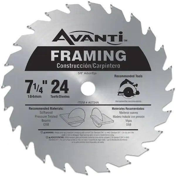 AVANTI A0724A 7-1/4" 24T Framing Circular Saw Blades - Bulk
