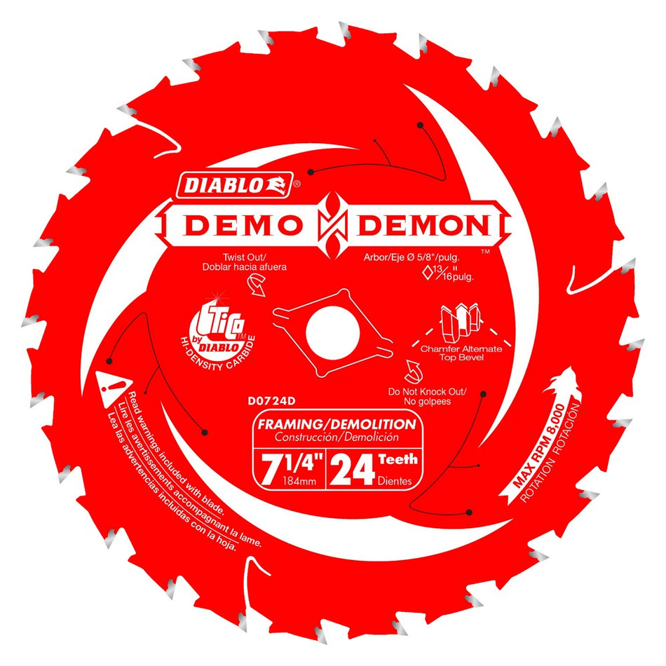 Diablo D0724D 7-1/4" 24T Ultra-Thin Framing/Demolition Saw Blades - Bulk