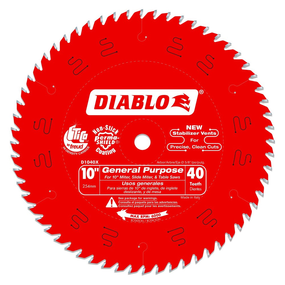 Diablo 10" 40T General Purpose Saw Blades - Carded