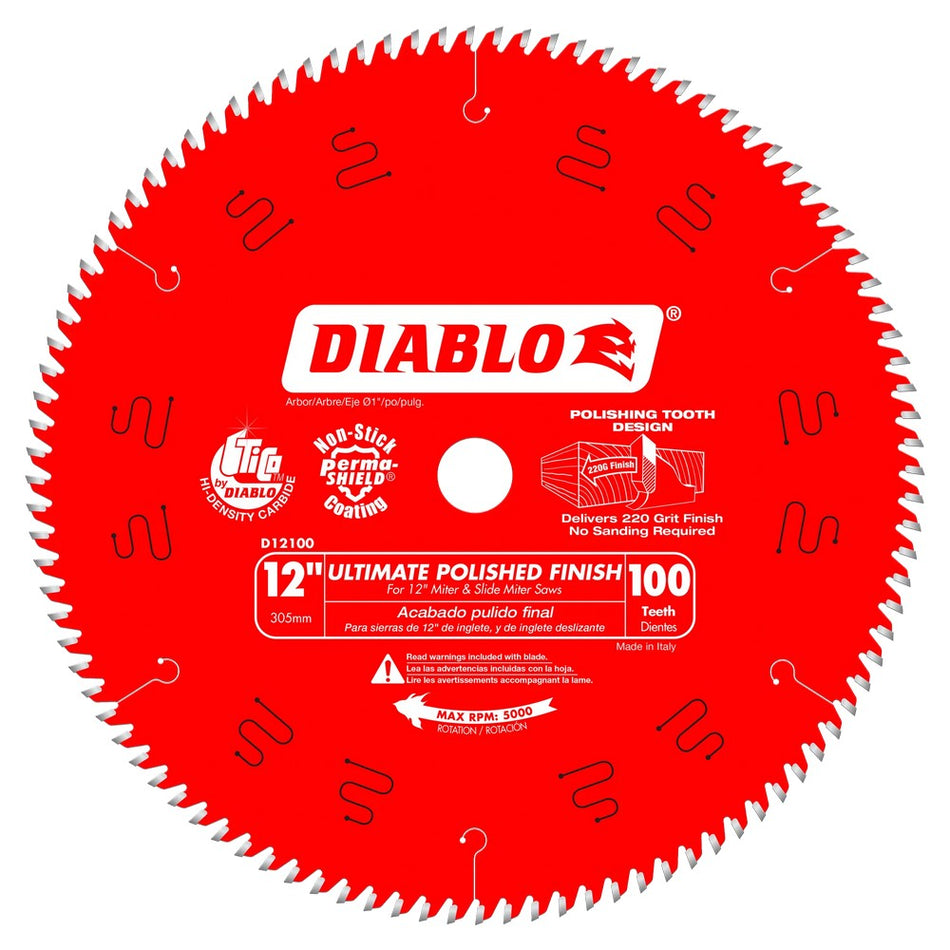 Diablo 12" 100T Ultimate Polished Finish Saw Blades - Carded
