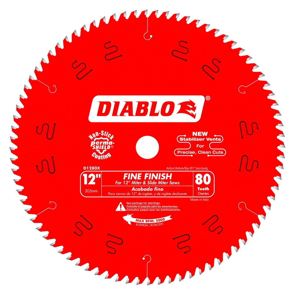 Diablo 12" 80T Fine Finish Saw Blades - Carded