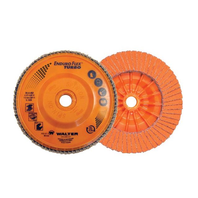 Walter 06-A 502 5" 36/60 grit ENDURO-FLEX Turbo Spin-On Type 27 Flap Discs