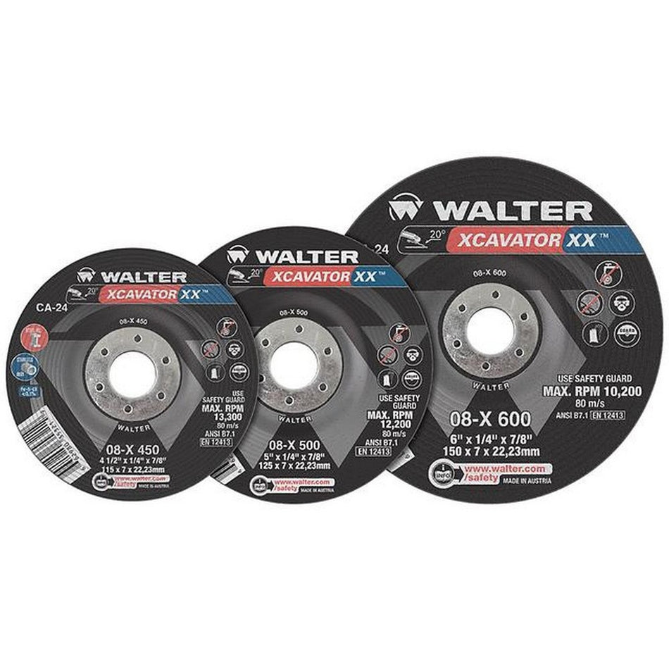 Walter 08X500 5" x 1/4" x 7/8" XCAVATOR XX Type 27 Grinding Wheel