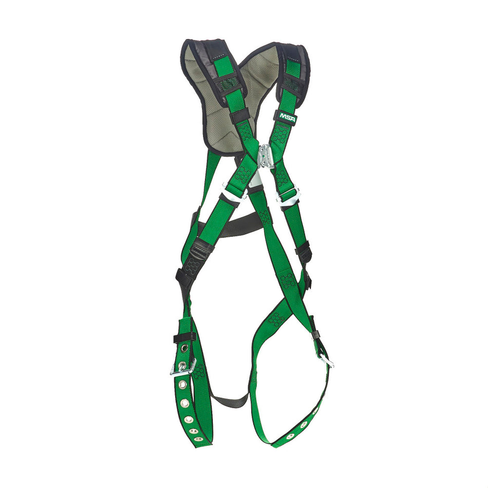 MSA 10205845 V-Form+ Std Full-Body Safety Harness, Back D-Ring, Tongue Buckle Leg Straps