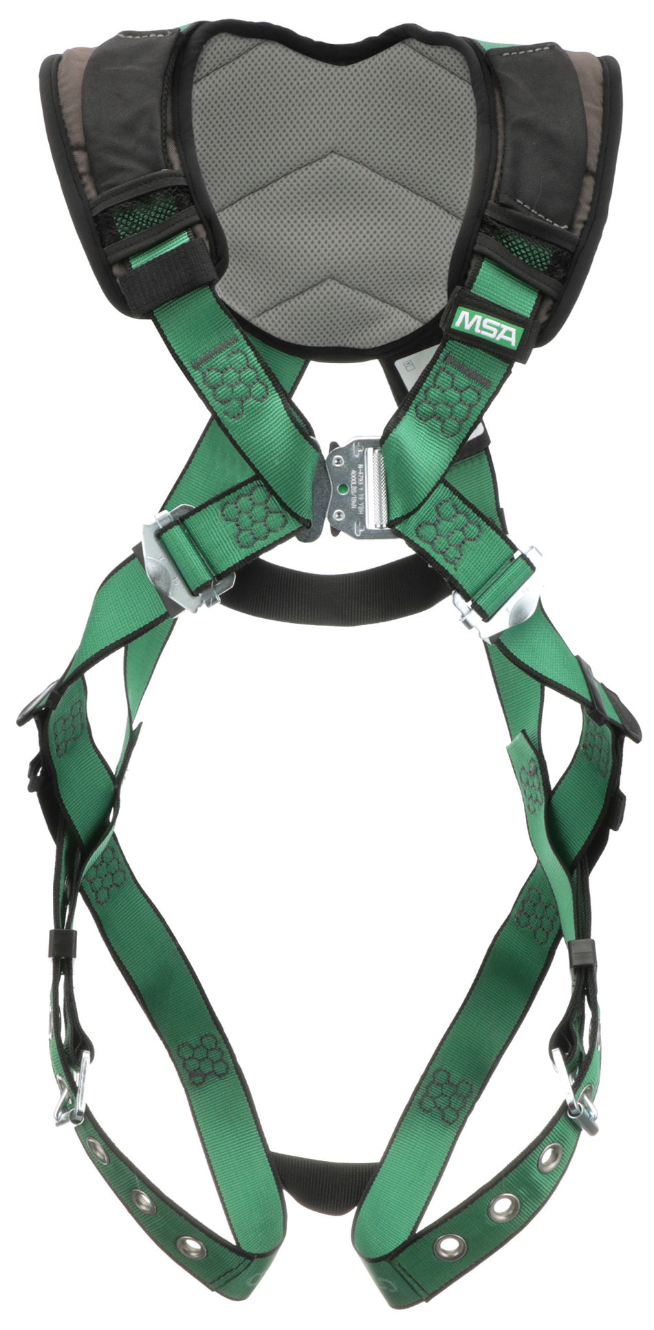 MSA 10205845 V-Form+ Std Full-Body Safety Harness, Back D-Ring, Tongue Buckle Leg Straps