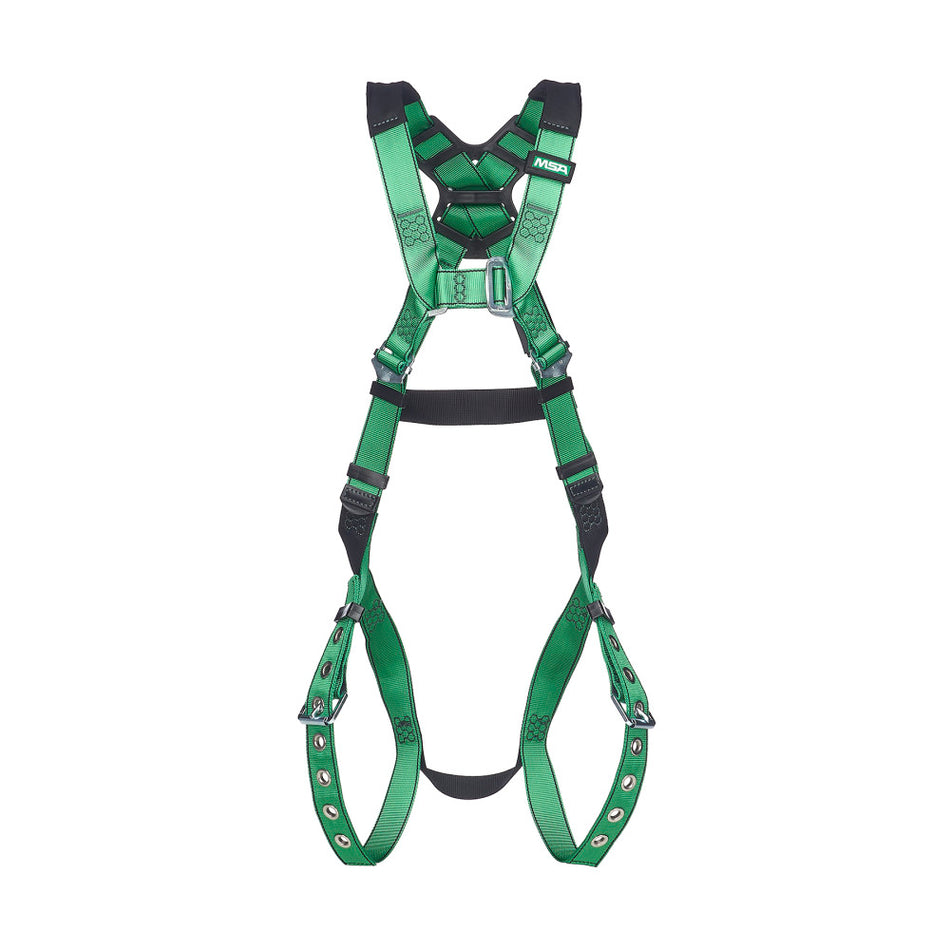 MSA 10206058 V-Form Std Full-Body Safety Harness, Back D-Ring, Tongue Buckle Leg Straps