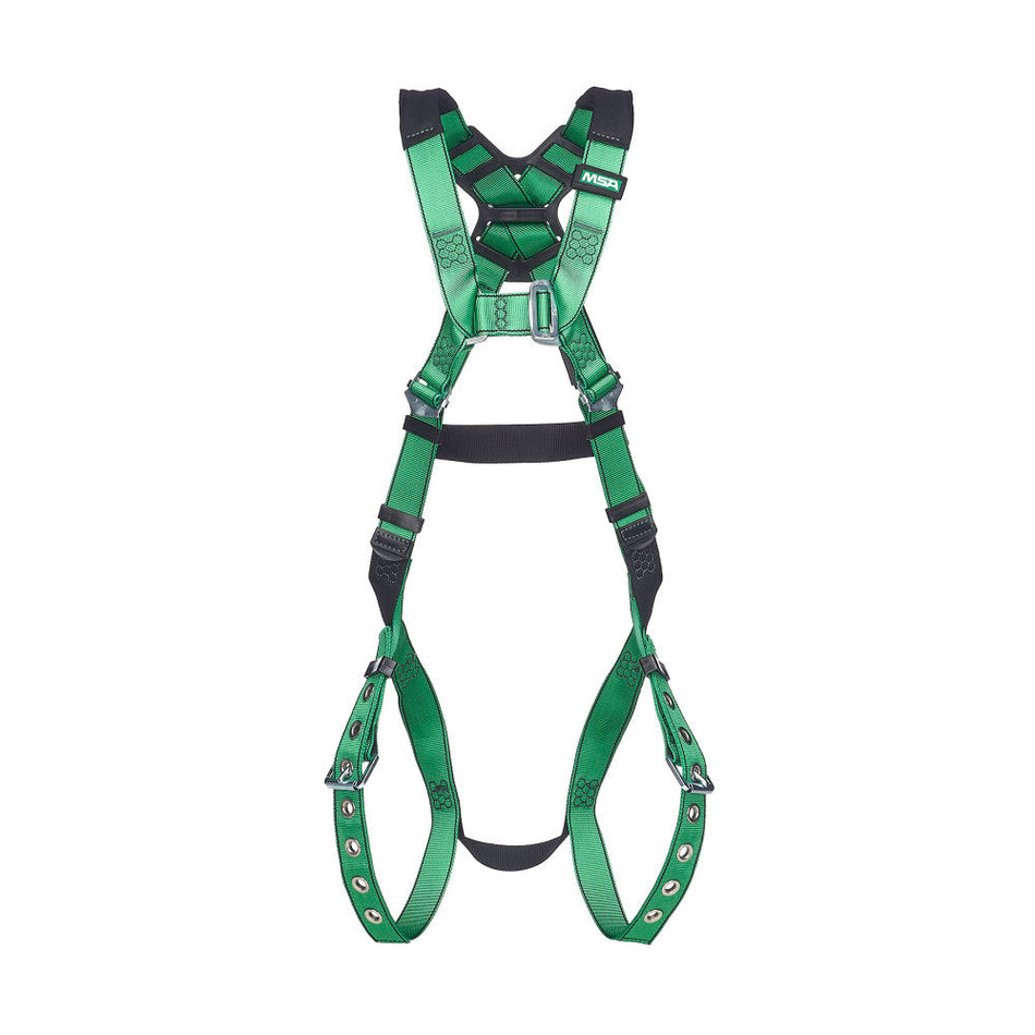 MSA 10206059 V-Form XL Full-Body Safety Harness, Back D-Ring, Tongue Buckle Leg Straps
