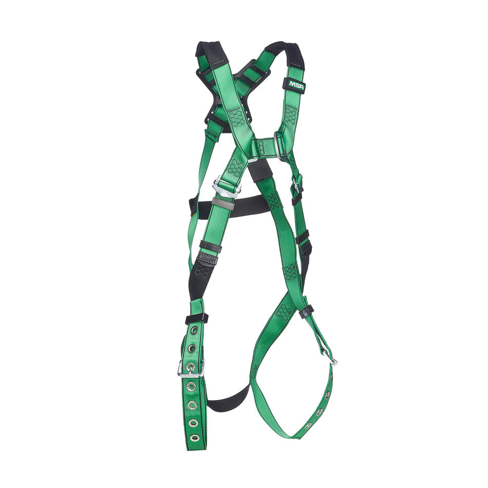 MSA 10206058 V-Form Std Full-Body Safety Harness, Back D-Ring, Tongue Buckle Leg Straps
