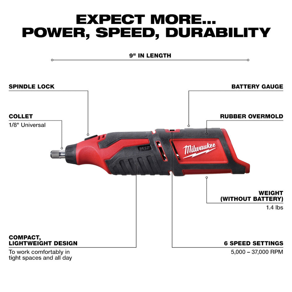 Milwaukee 2460-20 M12 Rotary Tool (Tool Only)