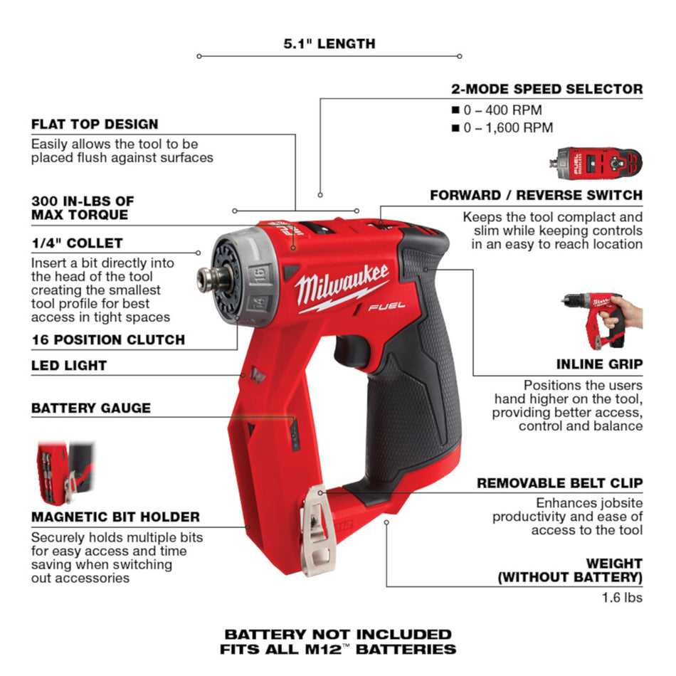 Milwaukee 2505-20 M12 FUEL Installation Drill/Driver (Tool Only)