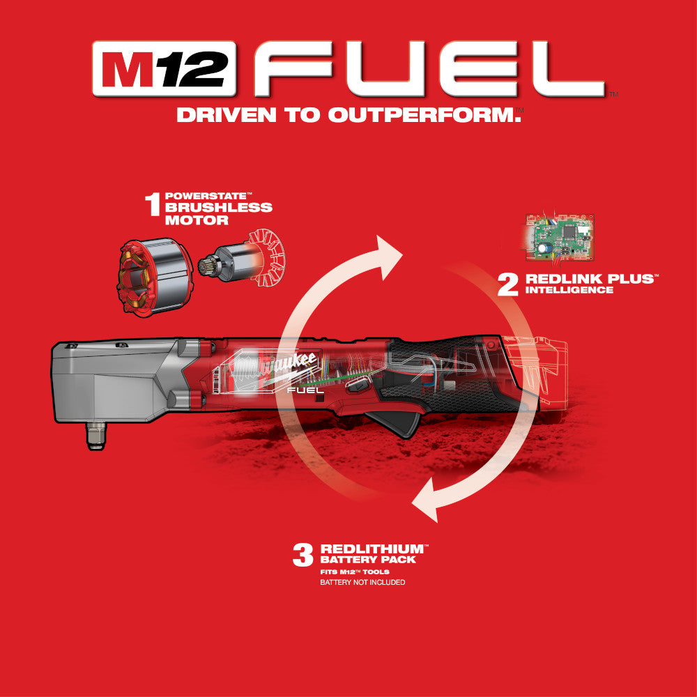Milwaukee 2564 20 M12 FUEL 3 8 Right Angle Impact Wrench FrictionRing Lethbridge Fasteners and Tools