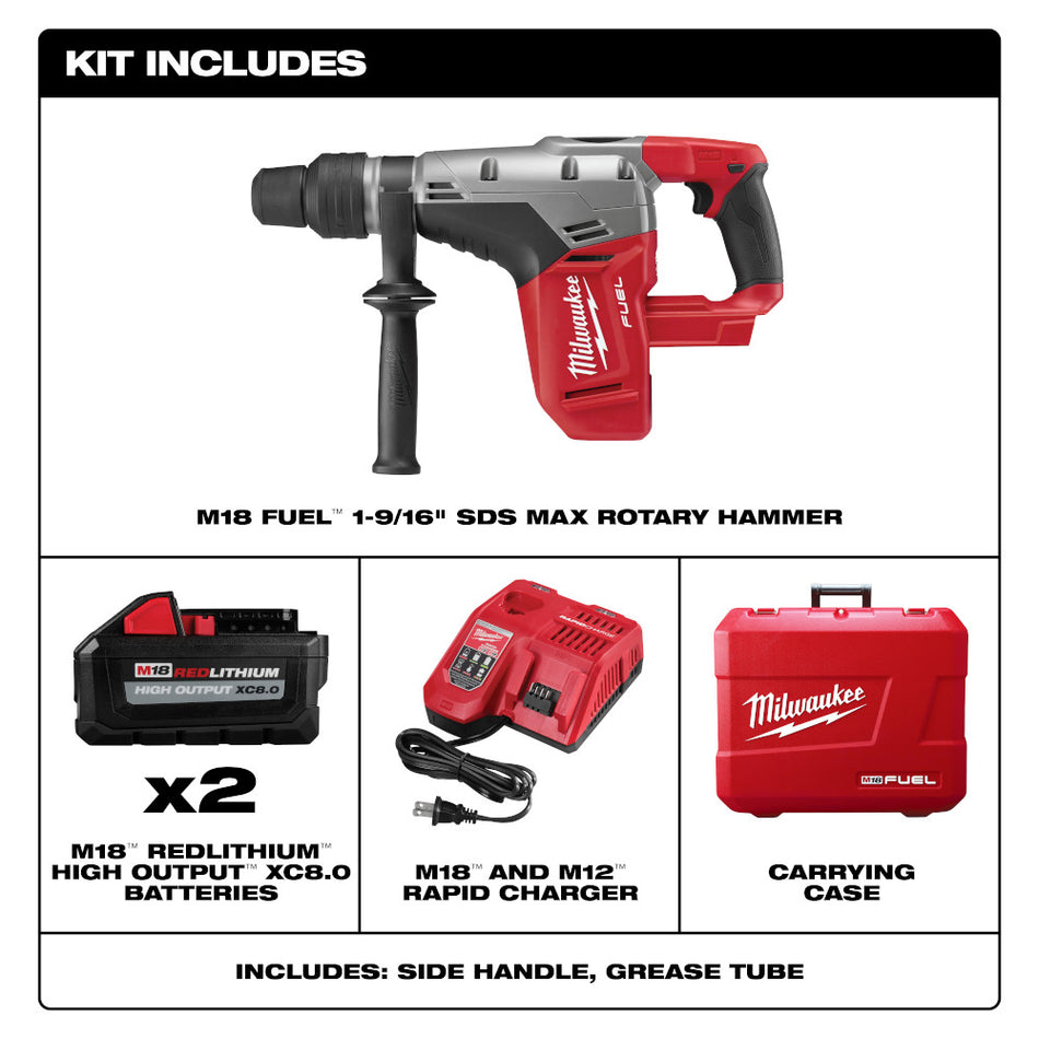 Milwaukee 2717-22HD M18 FUEL 1-9/16" SDS Max Hammer Drill Kit