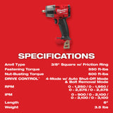 Milwaukee 2960-20 M18 FUEL 3/8" Mid-Torque Impact Wrench w/ Friction Ring (Tool only)