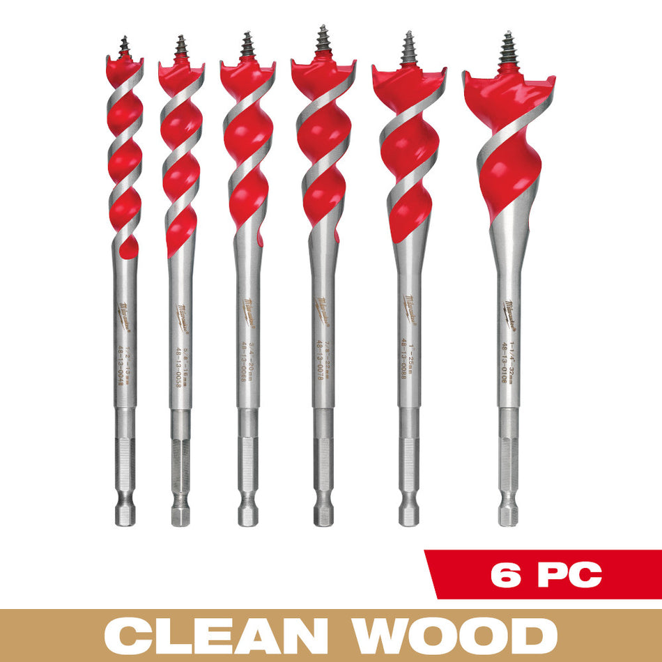 Milwaukee 48-13-0600 Speed Feed 6-Piece 6-1/2" Wood Bit Set