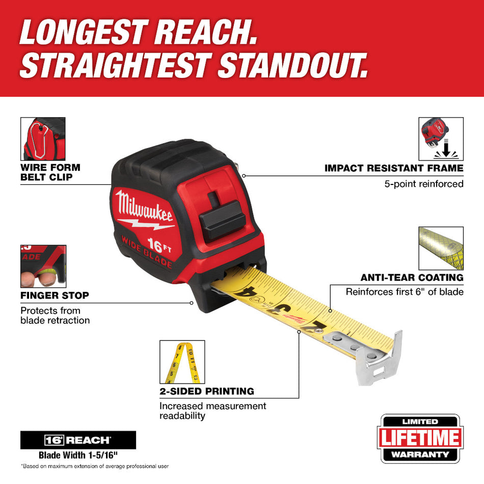 Milwaukee 48-22-0216 16' Wide Blade Tape Measure