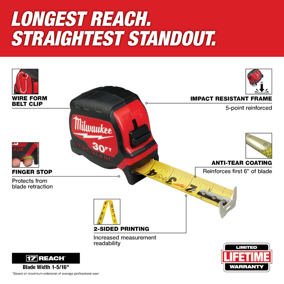 Milwaukee 48-22-0230 30' Wide Blade Tape Measure
