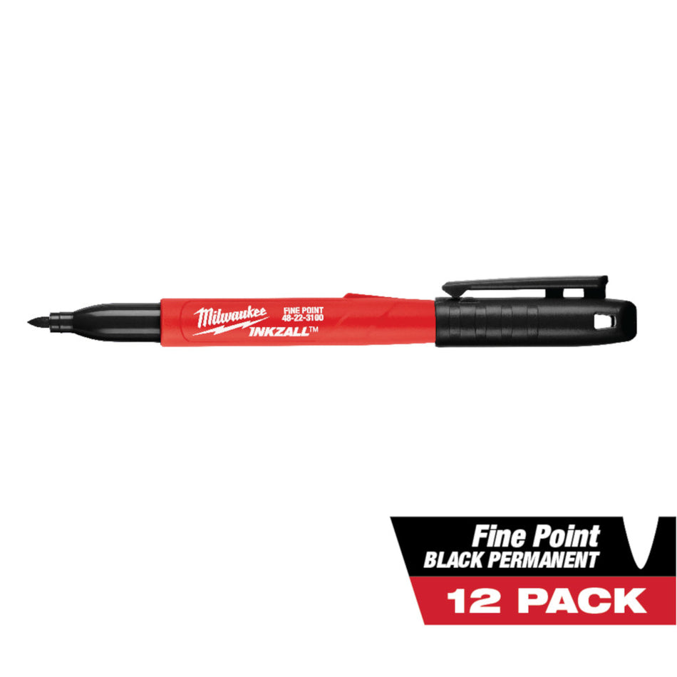 Milwaukee 48-22-3209 INKZALL 12PC Fine Point Black Marker