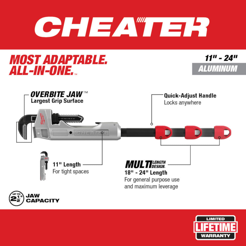 Milwaukee 48-22-7318 CHEATER Aluminum Adaptable Pipe Wrench