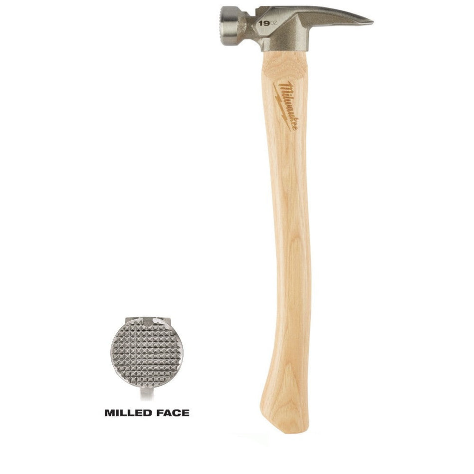 Milwaukee 48-22-9419 19oz Milled Face Hickory Handle Framing Hammer