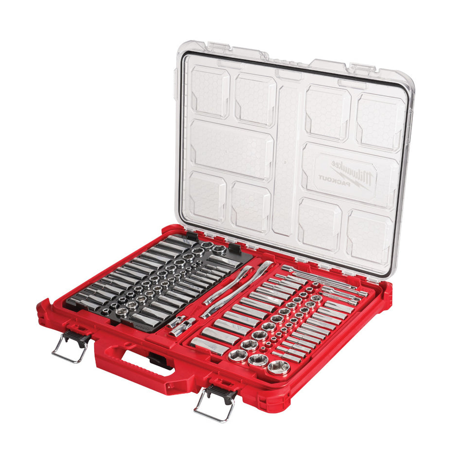 Milwaukee 48-22-9486 106pc 1/4" and 3/8" Metric & SAE Ratchet and Socket Set with PACKOUT Low-Profile Organizer