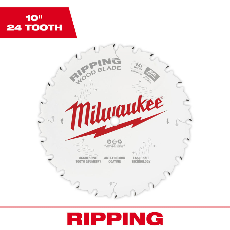 Milwaukee 48-40-1020 10" 24T Ripping Circular Saw Blade