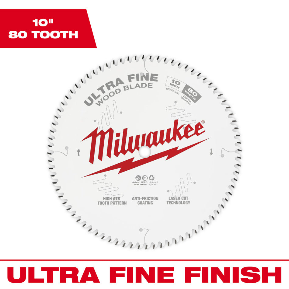 Milwaukee 48-40-1032 10" 80T Ultra Fine Finish Circular Saw Blade