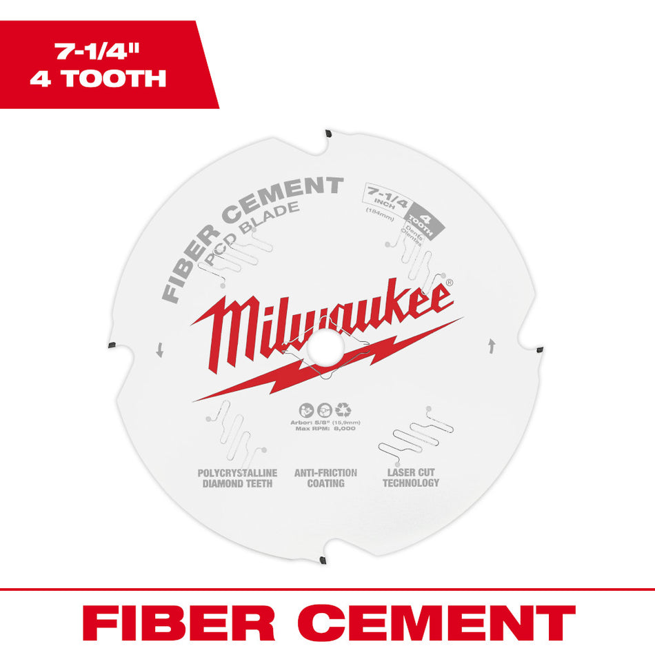 Milwaukee 48-40-7000 7-1/4" PCD/Fiber Cement Circular Saw Blade