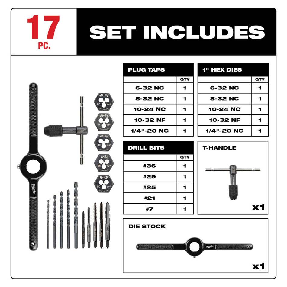 Milwaukee 49-22-5600 17-Piece Tap and Die Set