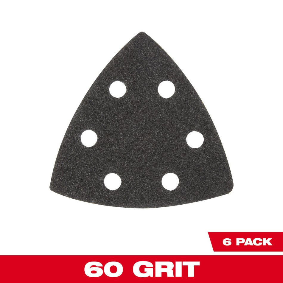 Milwaukee 49-25-2060 OPEN-LOK 3-1/2" 60 Grit Triangle Sandpaper 6-Pack