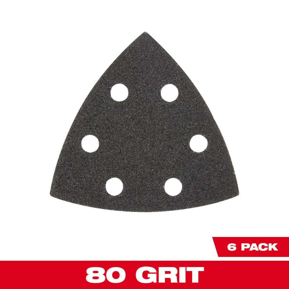 Milwaukee 49-25-2080 OPEN-LOK 3-1/2" 80 Grit Triangle Sandpaper 6-Pack