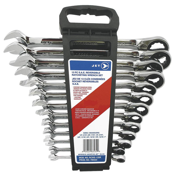 Jet 700322 13 Piece Long SAE Reversible Ratcheting Combination Wrench Set