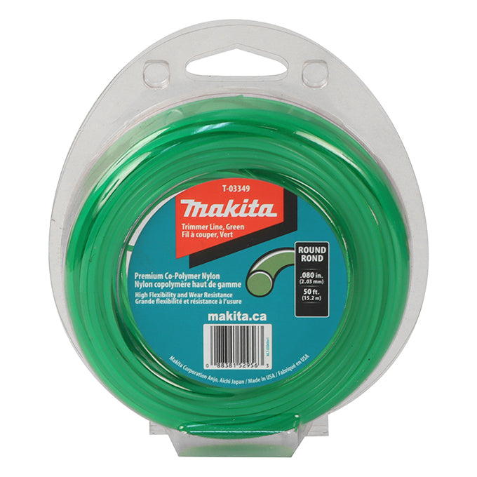 Makita T-03349 Green 0.080" x 50' ROUND Trimmer Lines