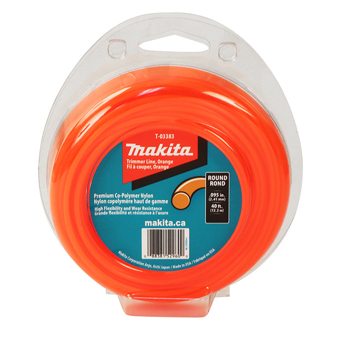 Makita T-03383 Orange 0.095" x 40' ROUND Trimmer Lines