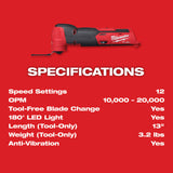 Milwaukee 2526-20 M12 FUEL Multi-Tool (Tool Only)