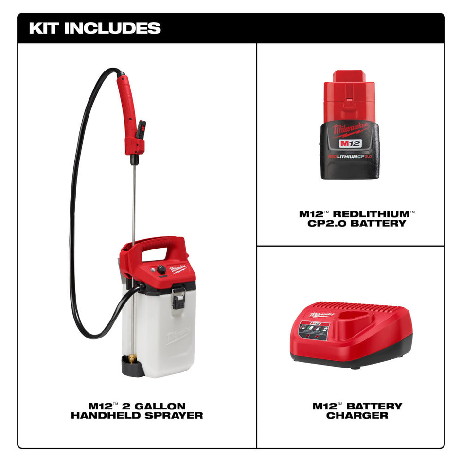 Milwaukee 2528-21G2 M12 2 Gallon Handheld Sprayer Kit