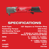 Milwaukee 2565-22 M12 FUEL 1/2" Right Angle Impact Wrench with Friction Ring Kit