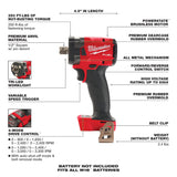 Milwaukee 2855P-20 M18 FUEL 1/2" Compact Impact Wrench w/ Pin Detent Bare Tool