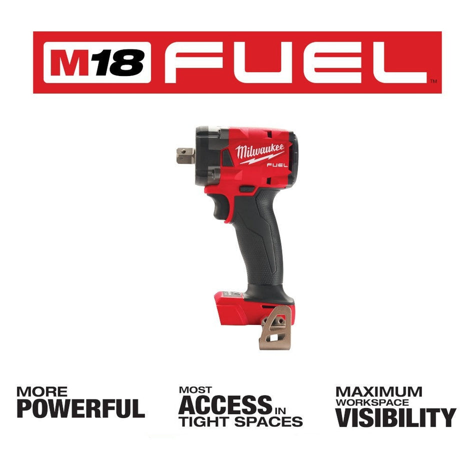 Milwaukee 2855P-20 M18 FUEL 1/2" Compact Impact Wrench w/ Pin Detent Bare Tool