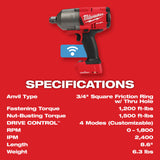 Milwaukee 2864-22R M18 FUEL w/ ONE-KEY High Torque Impact Wrench 3/4" Friction Ring Kit