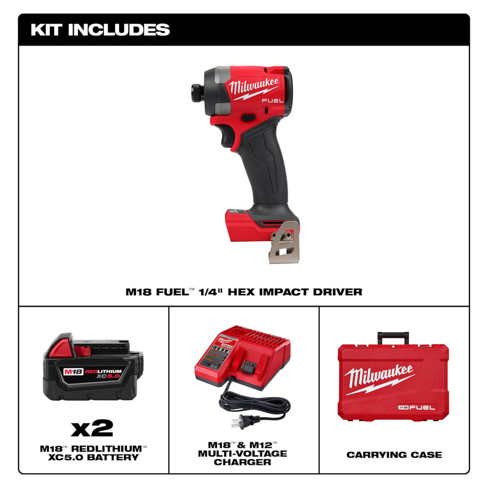 Milwaukee 2953-22 M18 FUEL 1/4" Hex Impact Driver Kit