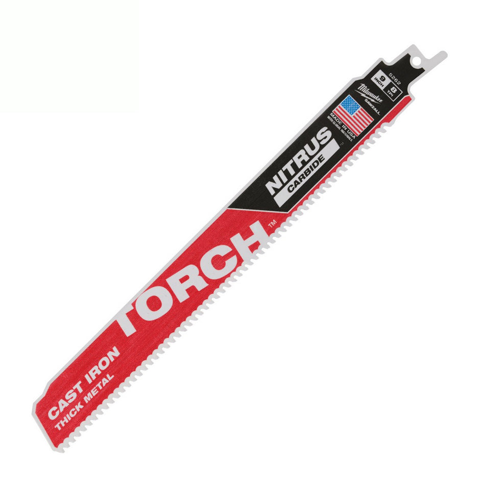 Milwaukee 9" 7 tpi SAWZALL TORCH Blades with Nitrus Carbide for Cast Iron - 1 pack