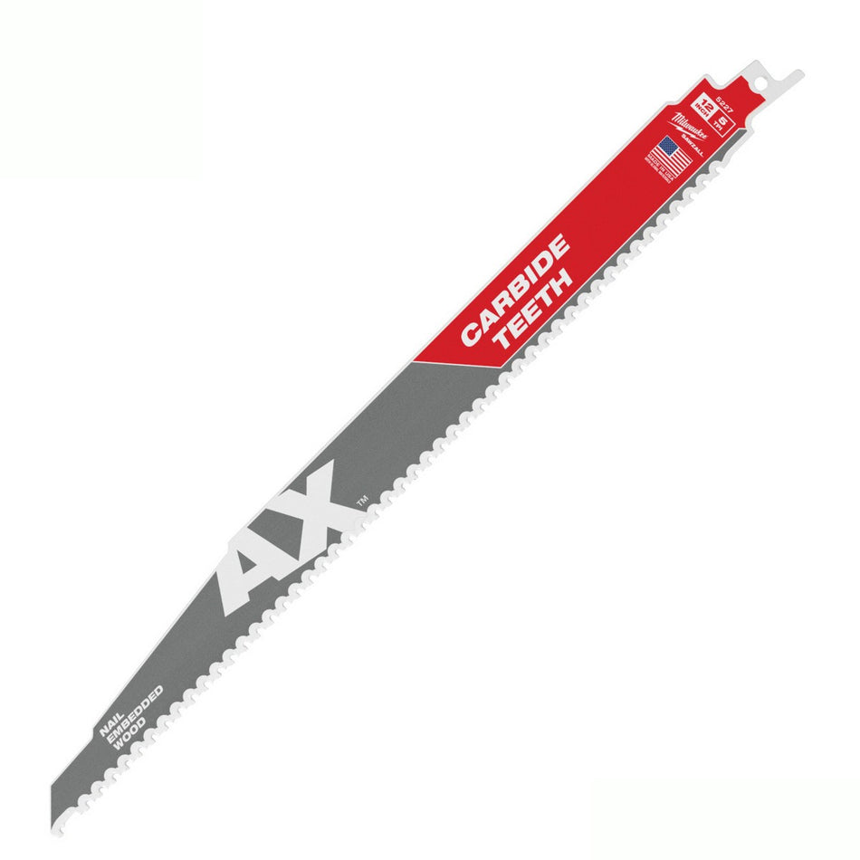 Milwaukee 12" 5TPI SAWZALL The AX with Carbide Teeth Wood Blades - 5 Pack