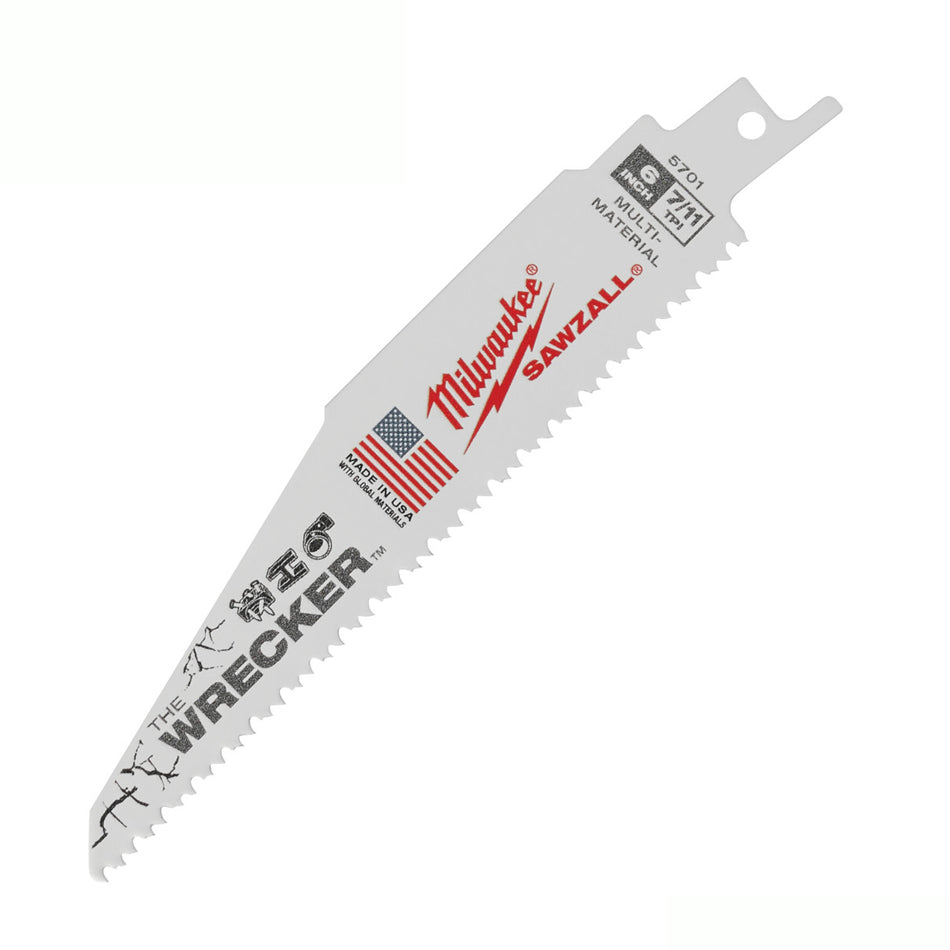 Milwaukee 6" 7/11 tpi SAWZALL WRECKER Multi Material Blades - 5 pack