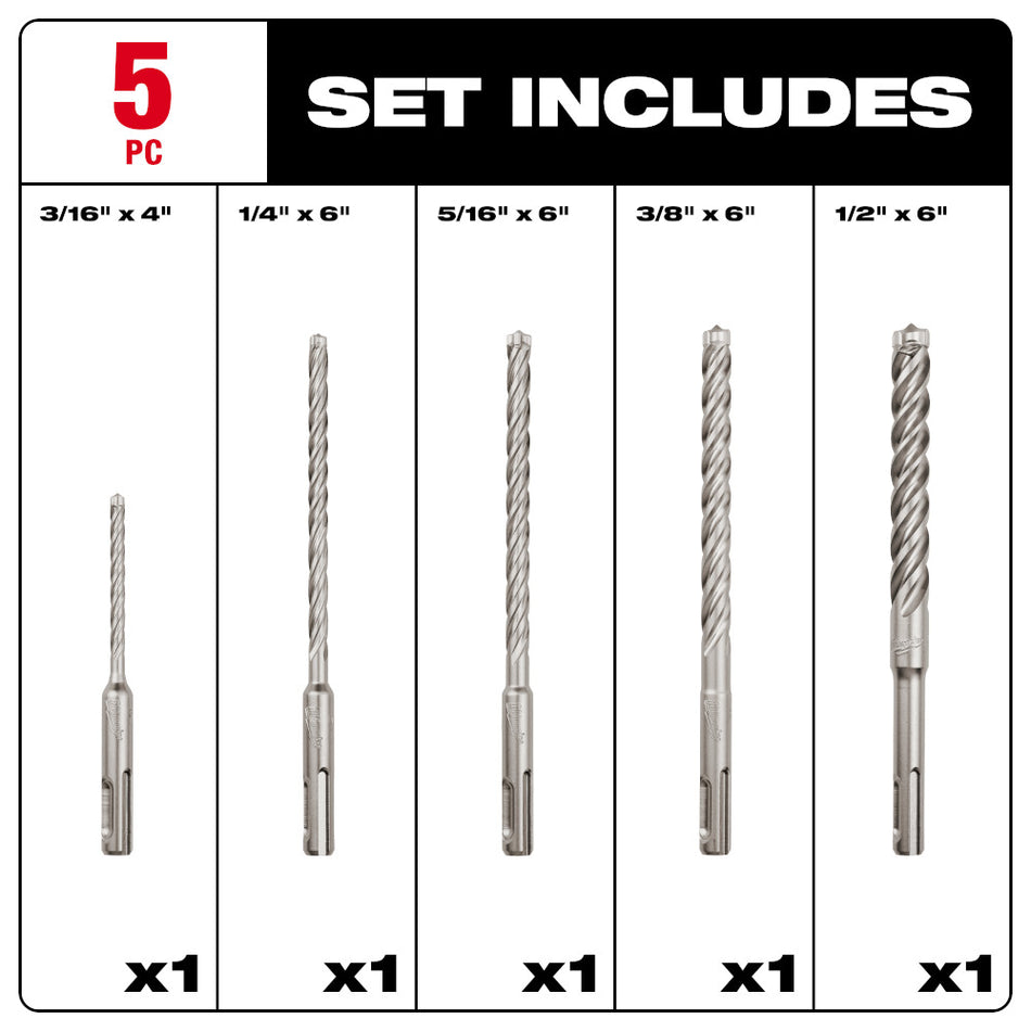 Milwaukee 48-20-7498 SDS Plus 4CT MX4 5 piece Kit