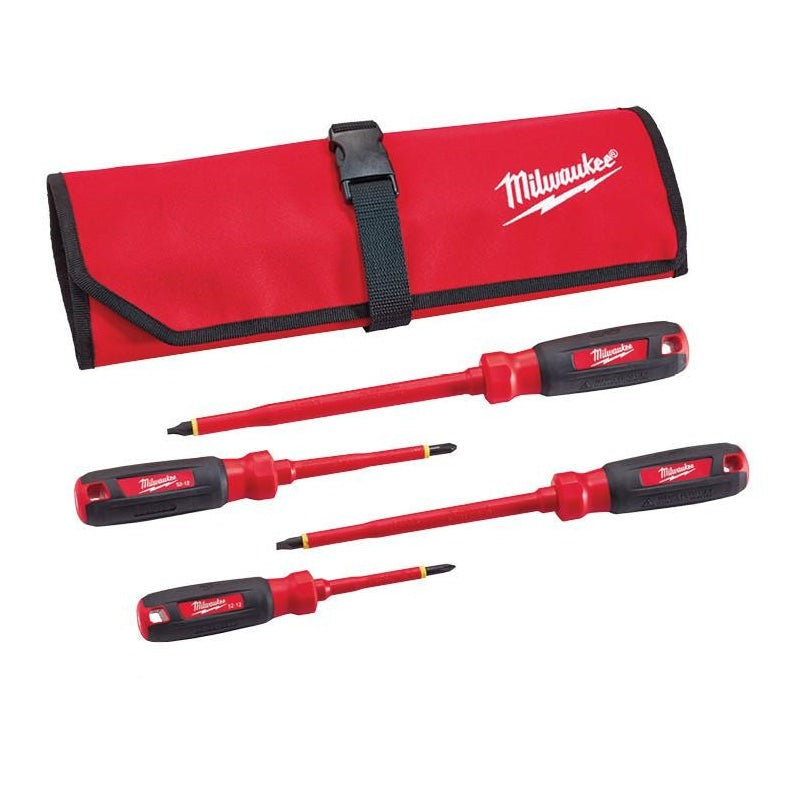 Milwaukee 48-22-2204 4PC 1000V Insulated Screwdriver Set w/Roll Pouch