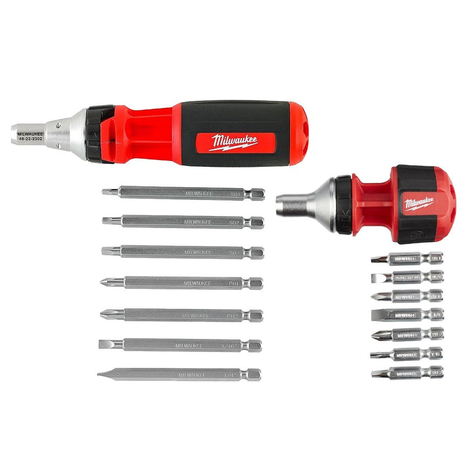 Milwaukee 48-22-2322C 9-in-1 Square Drive Ratcheting Multi-bit Driver with bonus 8-in-1 Stubby