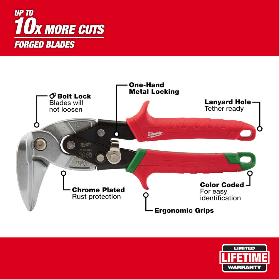 Milwaukee 48-22-4521 Right Cutting Right Angle Snips